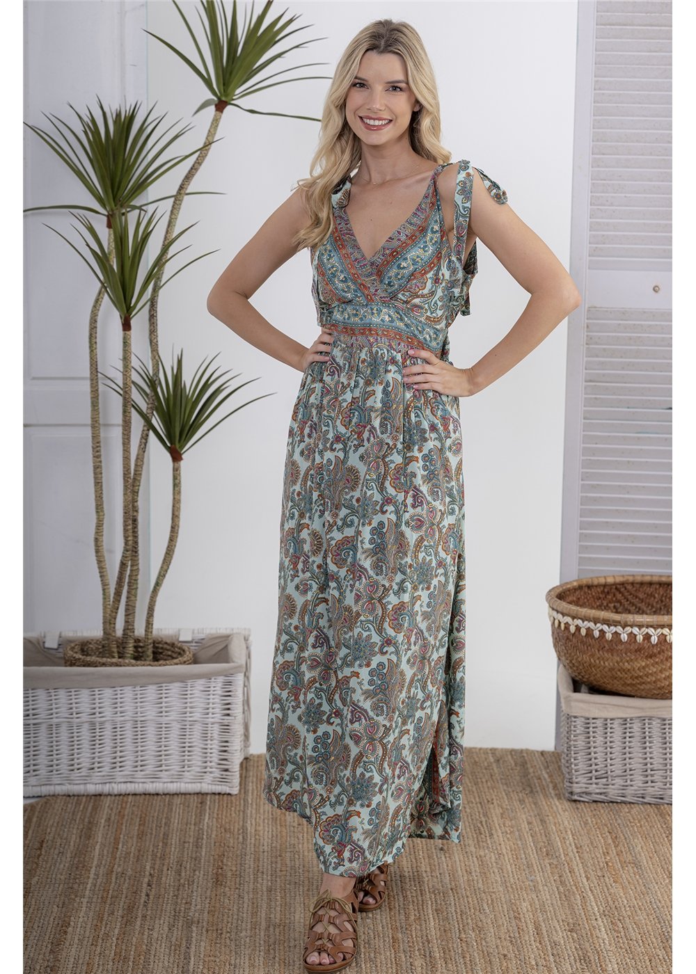 Syrena Tie Shoulder Maxi Dress