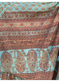 Turquoise Gypsy Dress - Sari Print - Turquoise