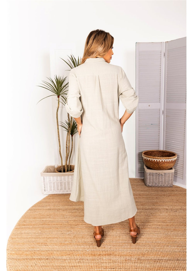 Elea Long Shirt Dress - Sage