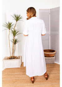 Elea Long Shirt Dress - White