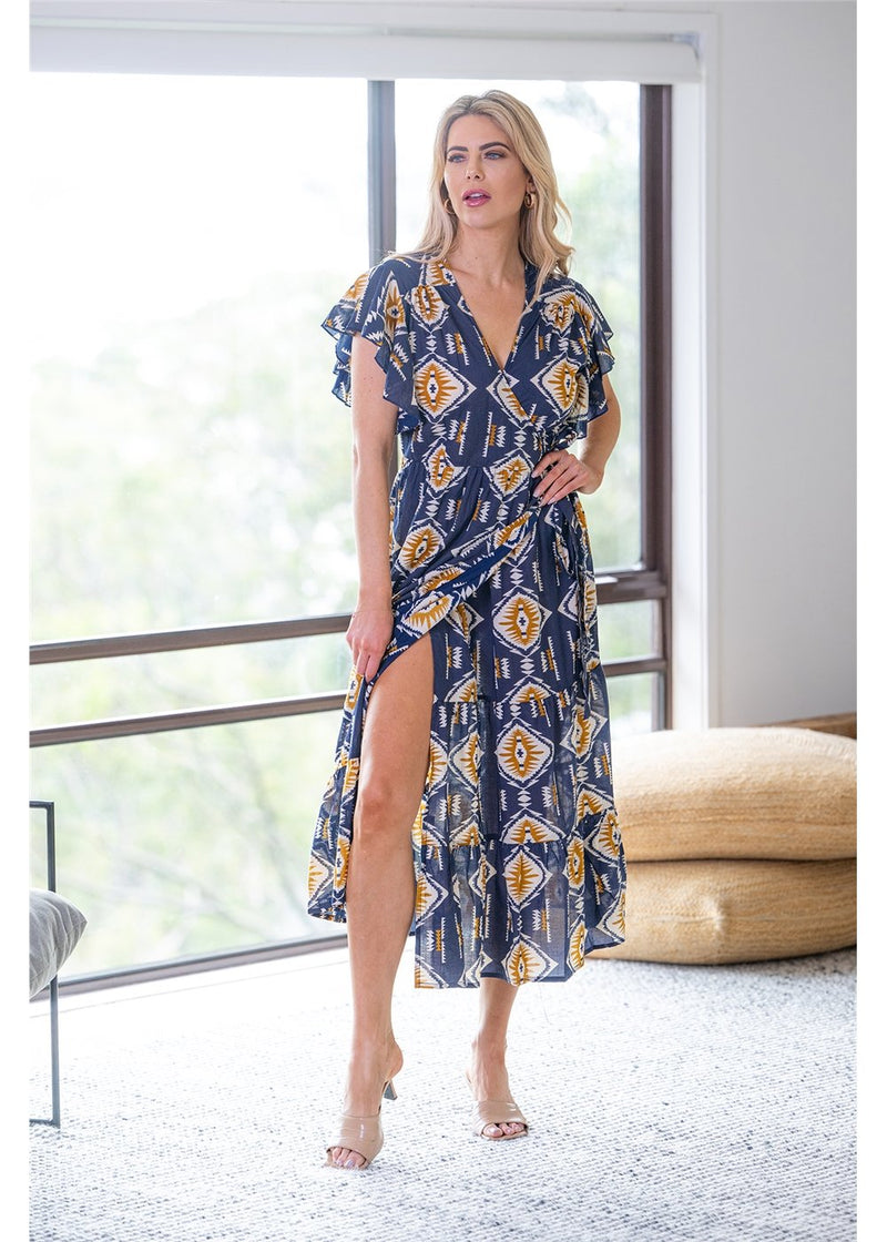 Orana Cotton Double Frill Wrap Dress