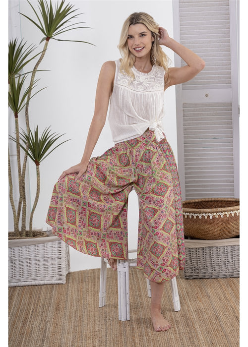 Bree Wide Leg Crop Pants in silk blend, front view