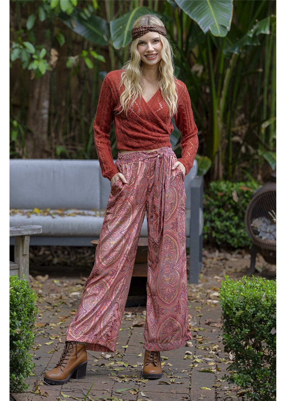 Peach Velvet Pants - Peach