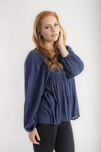 Blue Embroidered Top