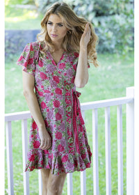 Tea Rose Short Wrap Dress