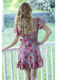 Tea Rose Short Wrap Dress