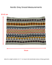 Nordic Grey Snood measurement diagram