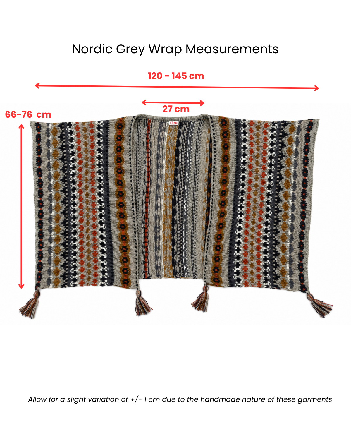 Nordic Grey Wrap measurement diagram