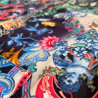 Midnight Garden Tunic, close view of the navy floral print