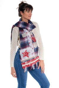 Artisanal Patchwork Scarf - Navy | CD001 (agent sample)
