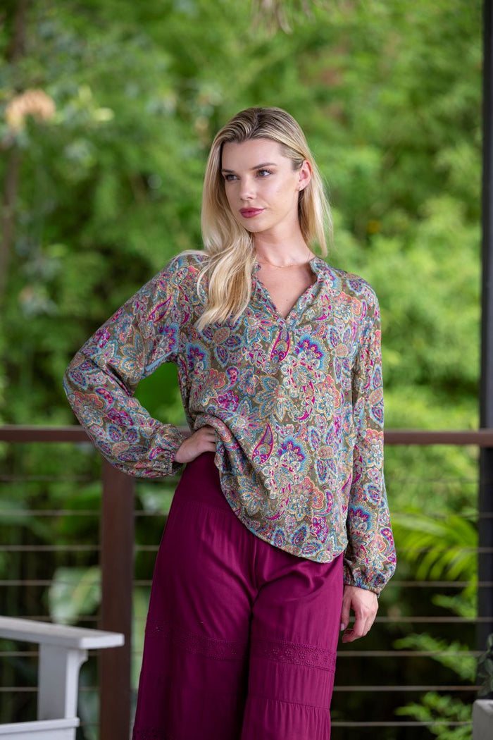 Olive Long Sleeve Blouse