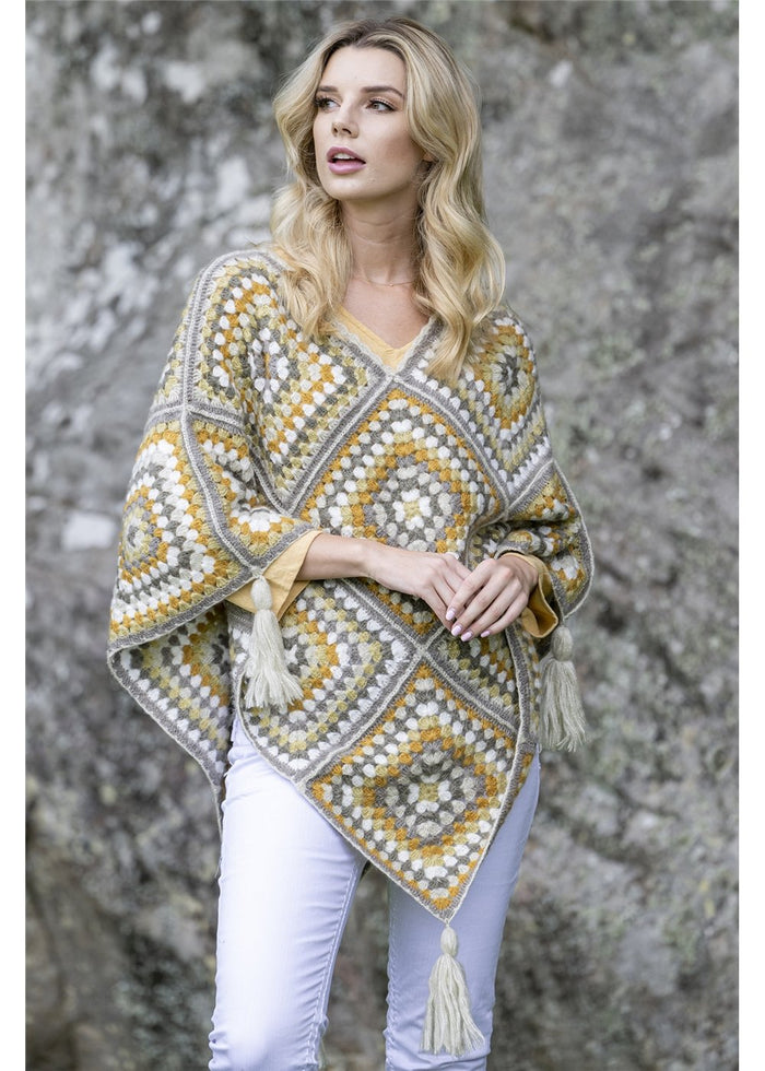 Various Crochet Poncho - Natural