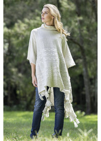 Poncho Pom Pom - Oat