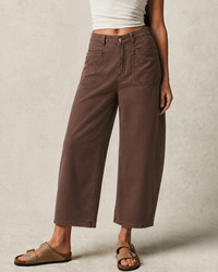 Elastic Barrel Jeans - Choc