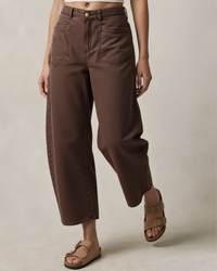 Elastic Barrel Jeans - Choc
