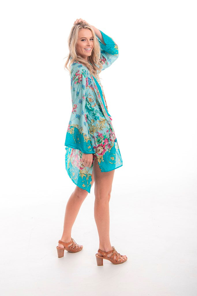 Silk beaded kimono jacket