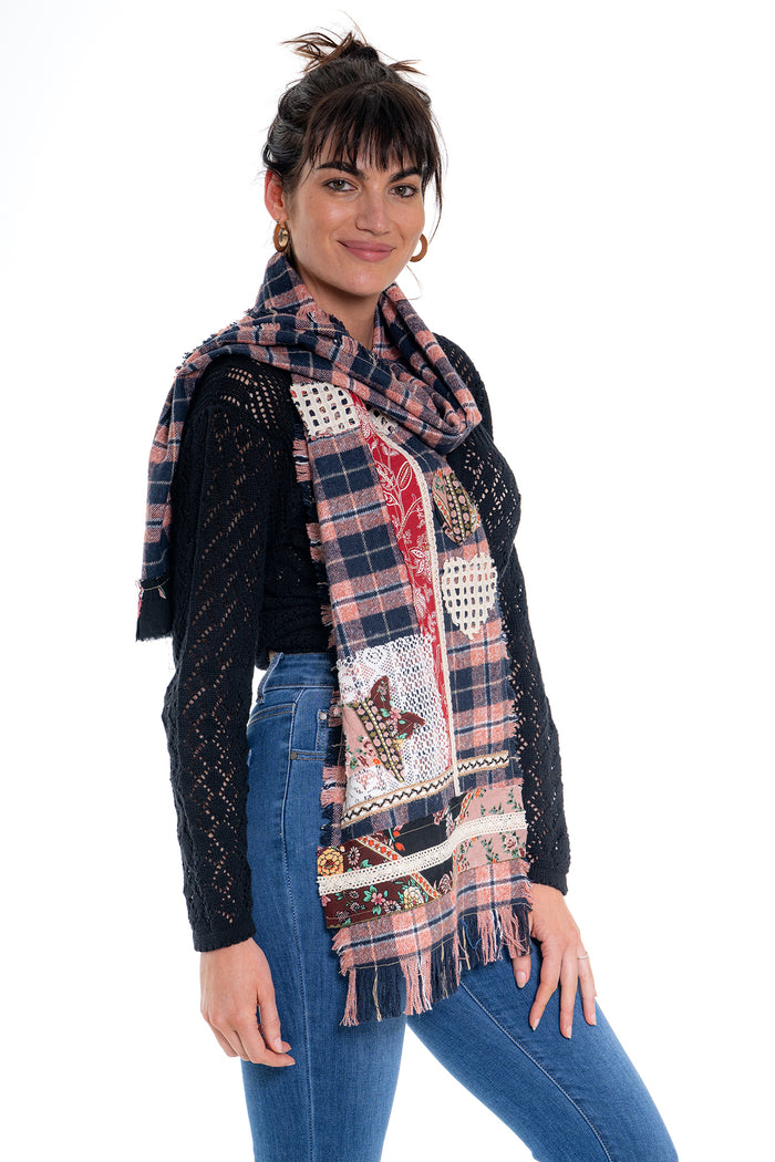 Artisanal Patchwork Scarf - Pink | CD001 (agent sample)