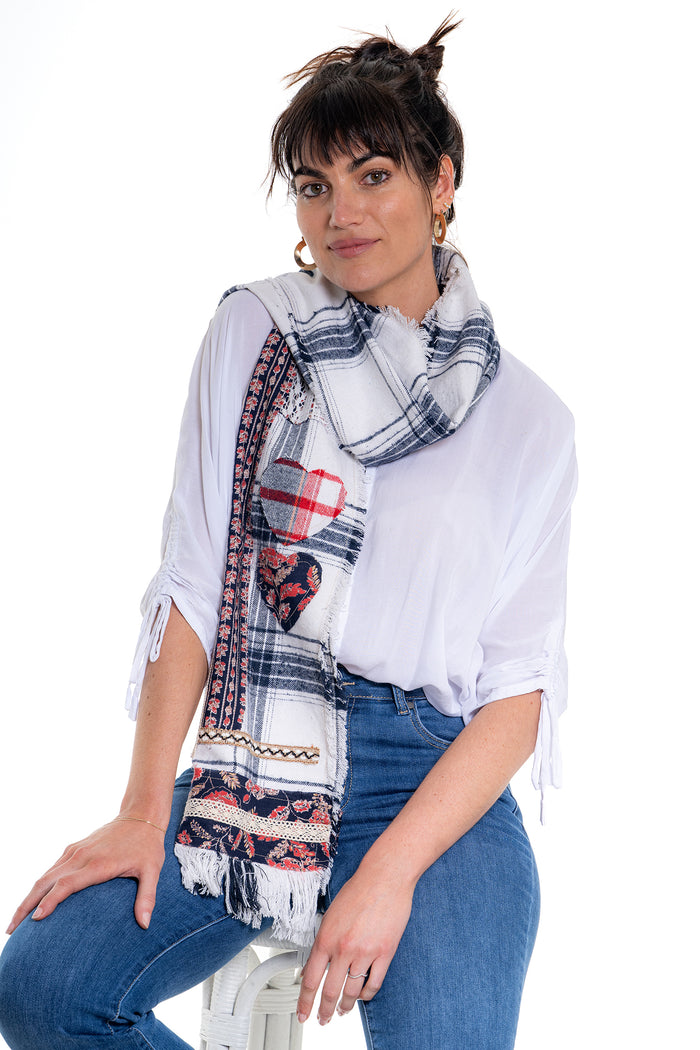 Artisanal Patchwork Scarf - Red | CD001 (agent sample)