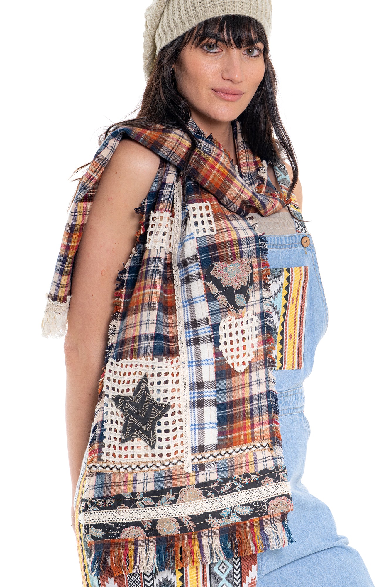 Artisanal Patchwork Scarf - Rust | CD001 (agent sample) – Cienna Designs