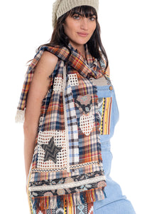 Artisanal Patchwork Scarf - Rust | CD001 (agent sample)