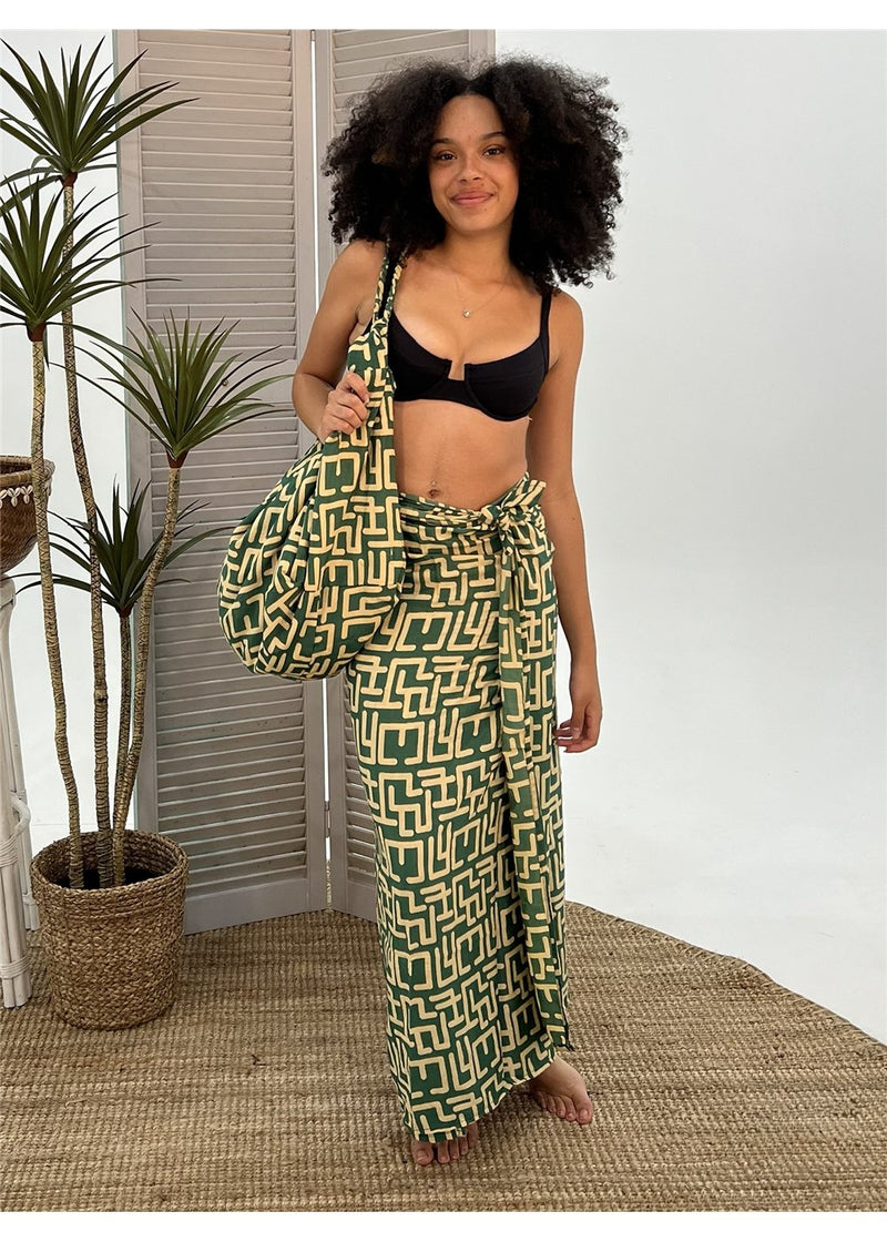 Geo Green Bag and Sarong (Set)