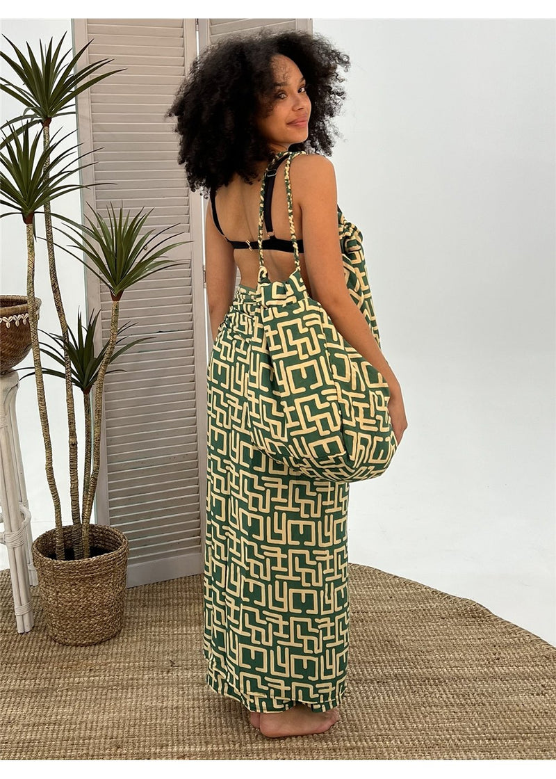 Geo Green Bag and Sarong (Set)