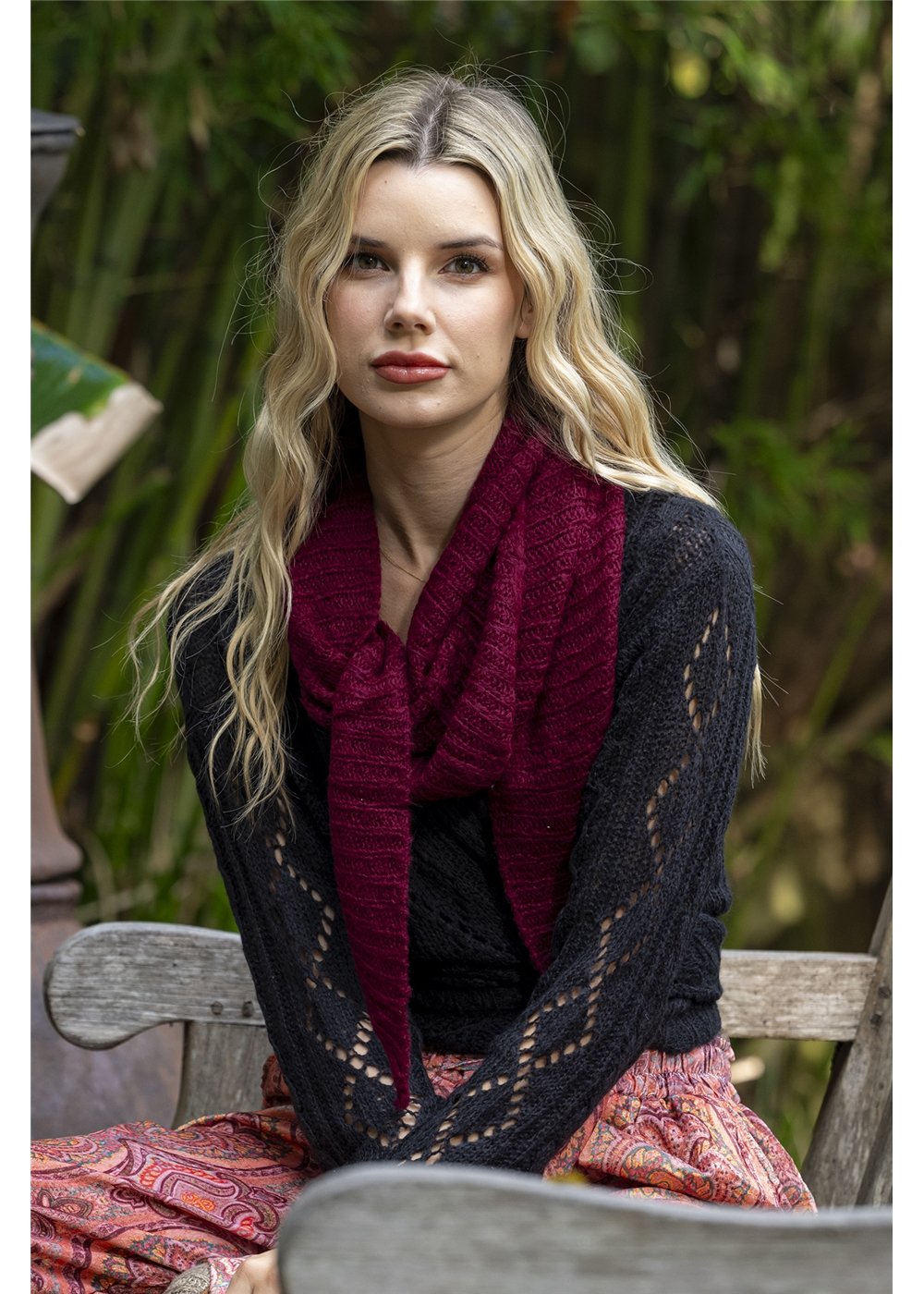 WINE Triangle Scarf, front view