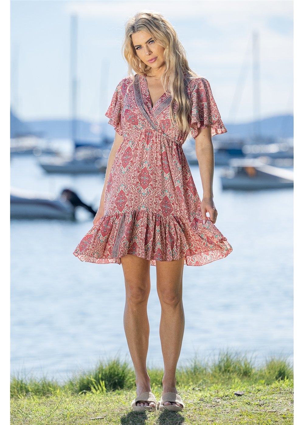 Binda V-Neck Short Dress