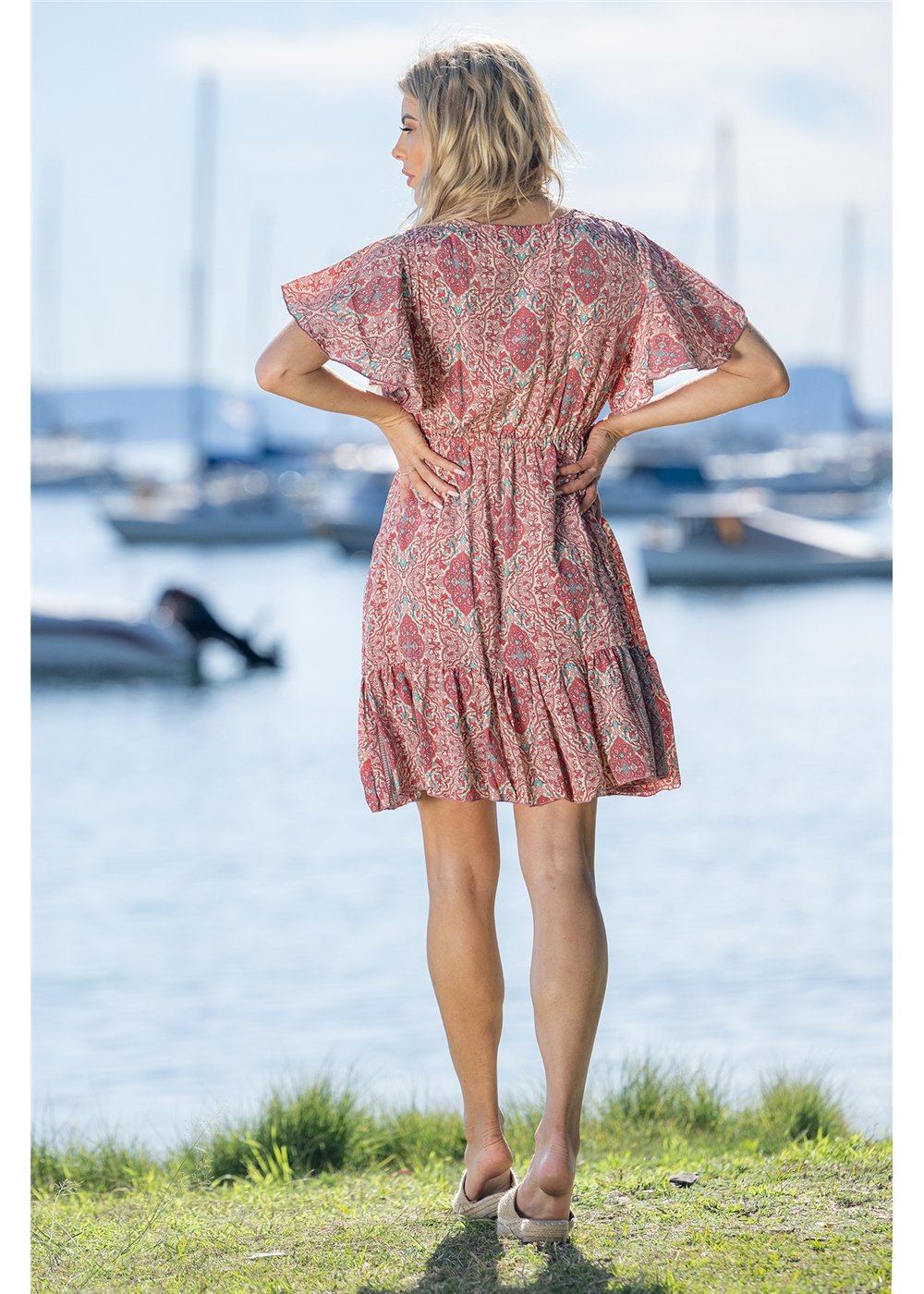 Binda V-Neck Short Dress