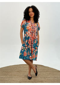 Floral Diamond Pintuck Dress
