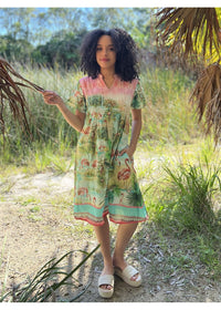 Flamingo Pintuck Dress