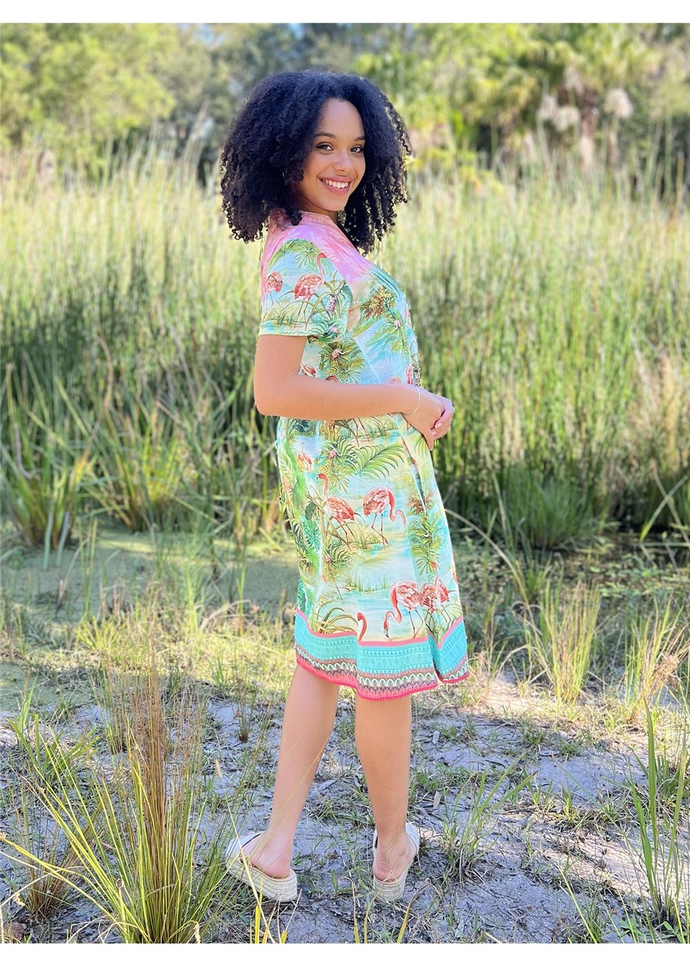 Flamingo Pintuck Dress