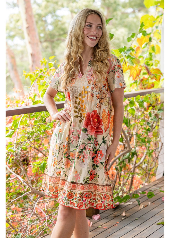 Rouge Bloom Pintuck Dress