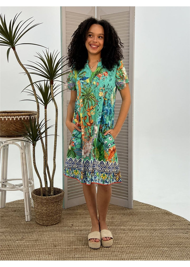 Tea House Pintuck Dress