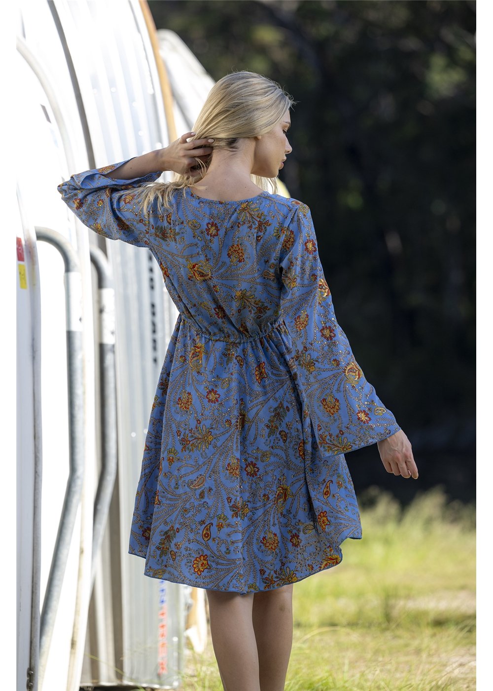 Janan Flare Sleeve Short Dress