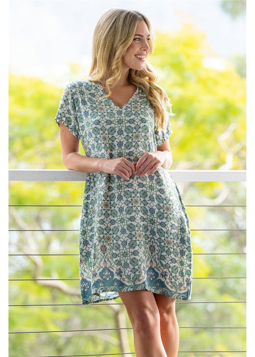 Hannah Dress in ivory rayon voile, front view