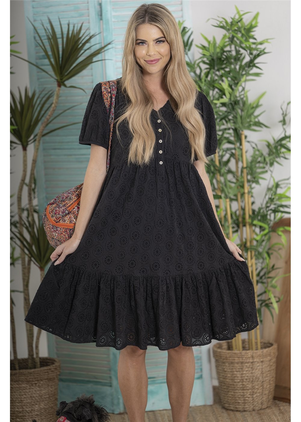 Ava Buttoned Dress - Black