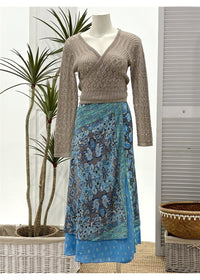 Wrap Skirt  - Silk Blend   - Blue