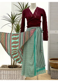 MELON Sari Fabric Wrap Skirt - Watermelon