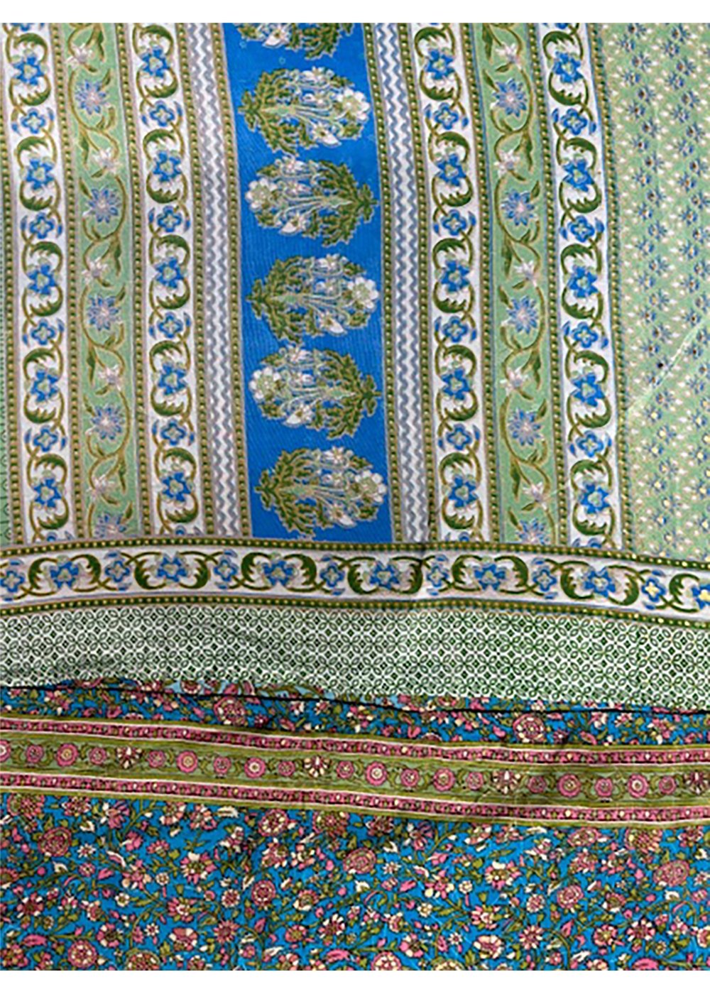 mint Sari Fabric Wrap Skirt - Iced Mint