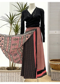Sari Fabric Wrap Skirt - Dusty Pink in silk blend, view 4