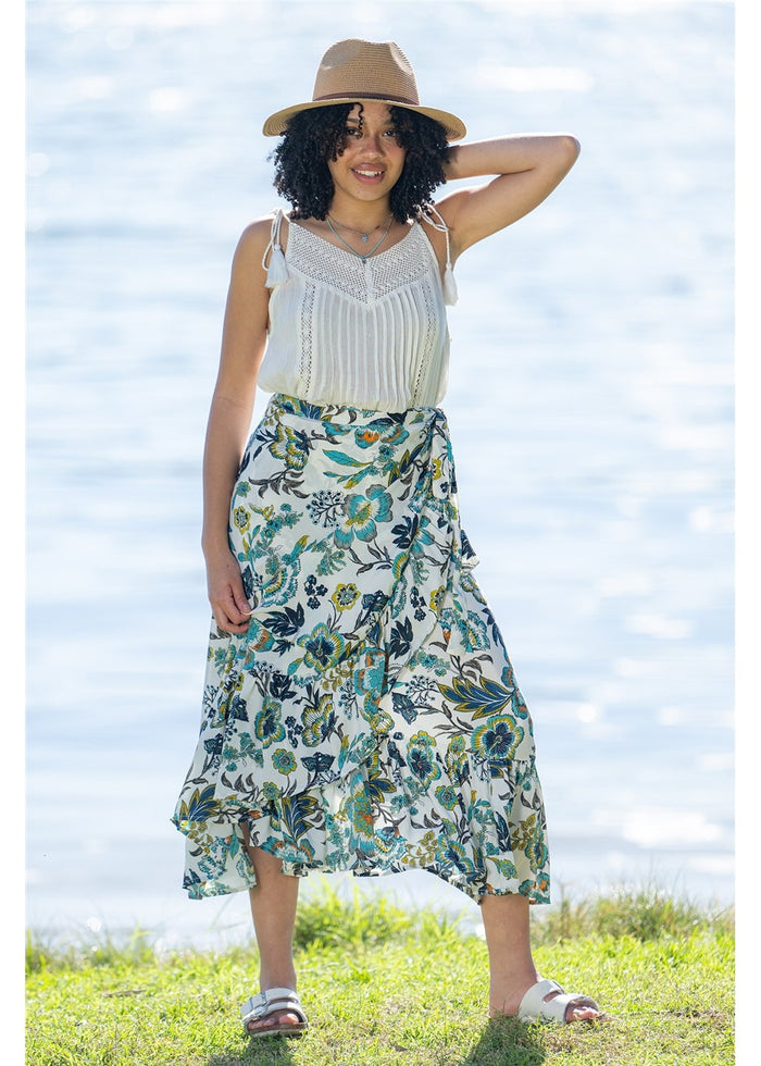 Kaya Frill Wrap Skirt, front view