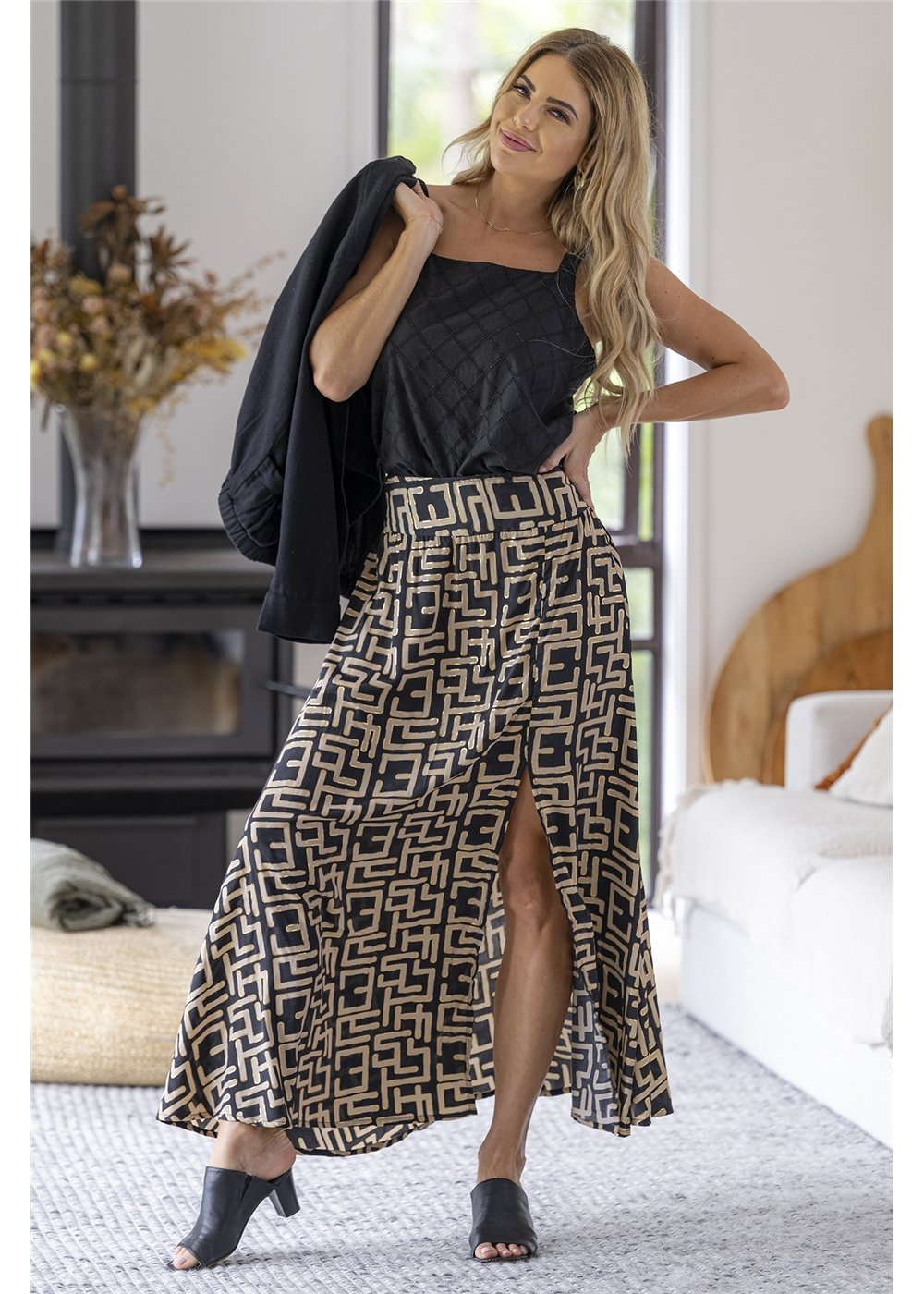 Geo Split Skirt