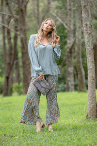 Wide leg silk pants