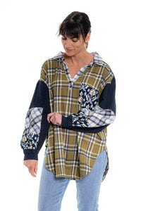 CJ Shirt Plaid Patchwork | Olive CD-138 (agent samples - Size S/M)