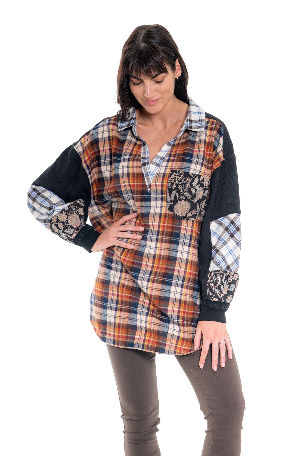 CJ Shirt Plaid Patchwork | Rust CD-138 (agent samples - Size S/M)