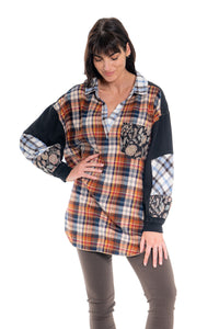 CJ Shirt Plaid Patchwork | Rust CD-138 (agent samples - Size S/M)