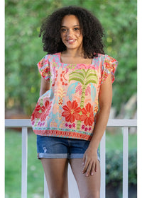 Hibiscus Square Neck Top