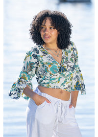 Kaya Frill Sleeve Tie Top, front view