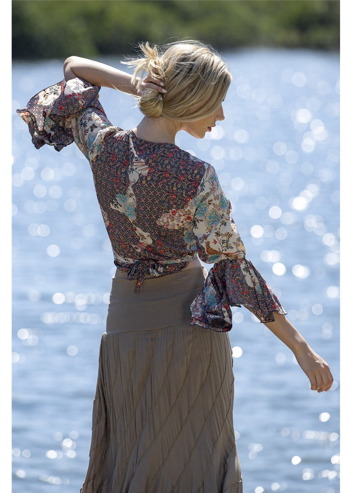 Samara Frill Sleeve Tie Top, view 2